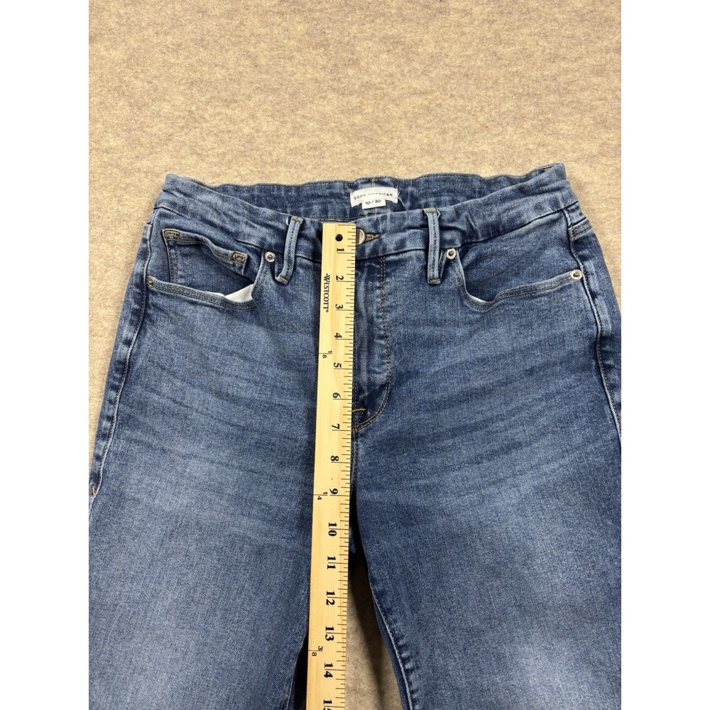 Good American Women's Blue Denim Jeans Size 10/30 High Waist Medium Wash Stretch - Picture 5 of 8